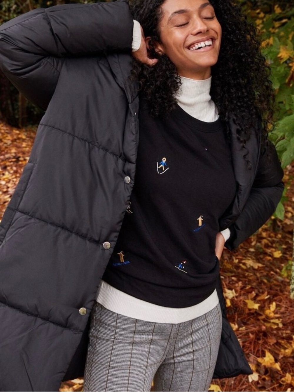 LOFT Black Puffer Long Oversized Coat
